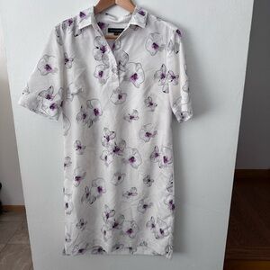 Banana Republic floral print shirt dress white size Small